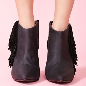 Betsey Johnson Black Ziah Fringe Boho Ankle Boots